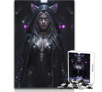 Urban Huntress︰ Puzzle Cybernetic Cat Girl da 1000 pezzi per adolescenti, gioco di apprendimento consapevole e divertente, celebrazioni gioiose, dimensioni 38x26cm
