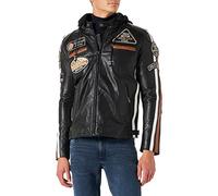 Urban Leather '58 GENTS' Giacca Moto Uomo in Pelle con Protezioni Per Schiena, Spalle e Gomiti Omologate CE | Nero | 5XL