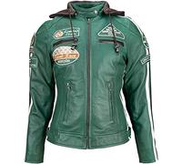 Urban Leather 58 LADIES | Giacca Moto Donna in Pelle con Protezioni Per Schiena, Spalle e Gomiti Omologate CE |Verde| XL