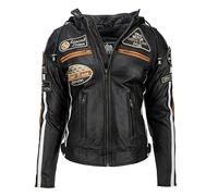 Urban Leather 58 LADIES | Giacca Moto Donna in Pelle con Protezioni Per Schiena, Spalle e Gomiti Omologate CE |Nero| M