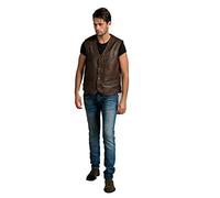 Urban Leather Giacca Billy Gilet in Pelle da Uomo, Ontorio Marrone