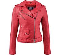 Urban Leather UR-197 Giacca da Moto Donna, Rosso, Taglia 3XL