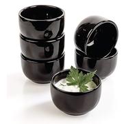 Urban Lifestyle - 6 coppette da Salsa Rotonde, 6 x 6 x 3,6 cm, Colore: Nero Kuro
