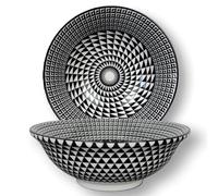 Urban Lifestyle Ciotola per ramen in porcellana da 0,8-1,0 l Set di 2 scodelle per zuppa 1300 ℃ Insalatiera da 20 cm - insalatiera ceramica, batitie ciotole, bowl poke (Hishi)