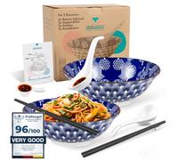 Urban Lifestyle - Set Ciotole Ramen 8 pezzi in Porcellana 1 L · Per 2 Persone · con Ciotola Ramen, Ciotoline, Cucchiai e Bacchette · Ideale per Ramen Bowl, Udon, Pho e Insalate (Uchiwa)