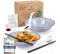 Urban Lifestyle - Set Ciotole Ramen 8 pezzi in Porcellana 1 L · Per 2 Persone · con Ciotola Ramen, Ciotoline, Cucchiai e Bacchette · Ideale per Ramen Bowl, Udon, Pho e Insalate (Tokusa)