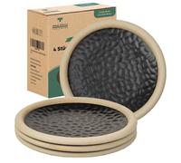 Urban Lifestyle Set Piatti Dessert 4 Pezzi 15 cm Piatti Moderni in Gres Nero Piattini Piccoli per Dolce e Antipasto Lavastoviglie e Microonde
