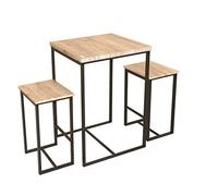 Urban Living "Dock - Tavolo alto con 2 tavolini da 60 x 60 x 88 cm e sgabello: 40 x 30 x 60 cm