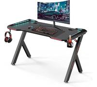 Urban London Scrivania da gioco a forma di Z con luci LED RGB e cassetto portaoggetti, perfetta per PC, giochi, ufficio, lavoro e studio, 120 x 60 x 75 cm