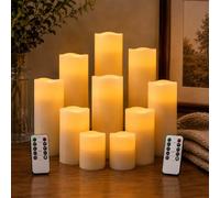 Urban London Set di candele a pilastro a LED in vera cera, senza fiamma, con telecomando e timer, funzionamento a batteria, impermeabile, luce tremolante per decorazione della casa, feste, matrimoni