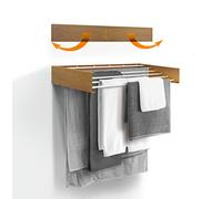 Urban Nouk Stendibiancheria - Montaggio a parete - Retrattile - Pieghevole per interni o esterni - Salvaspazio Design compatto e sottile (effetto legno, 100 cm)