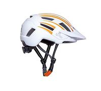 Urban Prime Energy Helmet, Casco Protettivo con Visiera e luci per Bici, ebike e Monopattino Elettrico Unisex Adulto, Bianco e Arancione, L