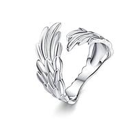 Urban She°, anneau en argent sterling 925 en forme de custode d'ange, avvolgente, avvolgente, con piume (argento semplice)