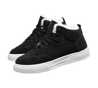 Urban Skater - Sneaker alte da uomo, foderate in pile, termiche, con suola piatta bianca, per università, passeggiate in città