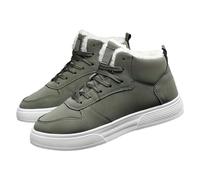 Urban Skater - Sneaker alte da uomo, foderate in pile, termiche, con suola piatta bianca, per università, passeggiate in città, Verde, 41 1/3 EU