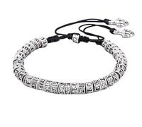 URBAN SPARKS Bracciale tibetano per uomo e donna, regolabile, realizzato a mano, con perle in lega incise, gioiello vintage di spiritualità