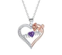 URBAN SPARKS Collana con ciondolo a forma di cuore, in argento e oro rosa, con cristalli portafortuna, elegante regalo per la festa della mamma, Mittelgroße, Argento, no.