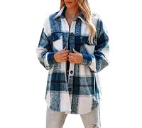 Urban Style - Camicia a quadri da donna, in flanella, casual, taglie grandi, elegante e alla moda, Blu, XL