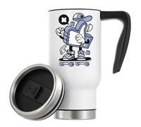 Urban Style Like Skater Skate Art - Tazza termica da viaggio con isolamento sottovuoto, 480 ml, colore: Bianco