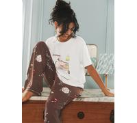 Urban Threads Urban Threads Girl Dinner Print Long Pyjamas Set 44 Marrone