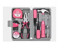 UrbanHomes Werkzeugset Haushalt DIY Tool Kit für Frauen, Kleine Mini-Werkzeug-Box-Set von Starter grundlegende Damen Werkzeuge für Haus & Büro, 24Pcs-Pink (Rosa)