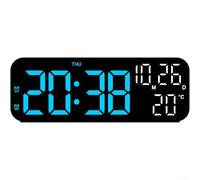 UrbanHui Contemporaneo orologio digitale a LED con sveglia, visualizzazione della temperatura, funzione calendario, indicatore fasi lunari e doppia opzione di allarme (luce blu nera)