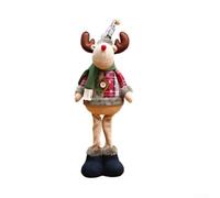 UrbanHui Decorazioni natalizie per la casa, statuette con pupazzo di neve, renna, Babbo Natale, bambole decorative per le vacanze, ornamenti da tavolo festivi, tovaglia a quadri, 55 x 18 x 8 cm (cervo