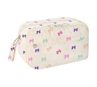 UrbanHui Elegante astuccio in velluto a coste con cerniera di sicurezza, design multi scomparto per la scuola o l'università cancelleria e oggetti personali, Come da immagine, Colored bow