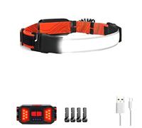 UrbanHui Lampada frontale COB ultra luminosa per pesca notturna, per corsa, escursionismo, esplorazione della natura selvaggia, costruzione ABS e fascio regolabile (C)