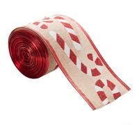 UrbanHui Nastro di iuta natalizio in tessuto, per realizzare fiocchi fai da te, motivo affascinante di lunga durata, ghirlanda festiva, decorazione per la casa in diversi colori (H)