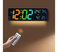 UrbanHui Orologio da parete digitale intelligente RGB con sincronizzazione dell'ora wireless, controllo della luminosità del sensore di luce e visualizzazione perpetua del calendario per casa o