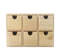 UrbanHui Piccolo organizer da scrivania con sei cassetti estraibili, scatola portaoggetti in legno con coperchio scorrevole, progettato per la casa e l'ufficio per piccoli oggetti