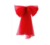UrbanHui Puntale per albero di Natale, 60 cm, a rete, con fiocco, decorazione per albero di Natale (rosso chiaro)
