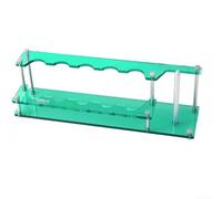 UrbanHui Scaffale per accessori da pesca a due livelli in acrilico con scomparti per canna e galleggiante, con attacco filettato da 1/4 di pollice per attacco luce o staffa, rosa/verde/trasparente