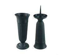 UrbanHui Set di vasi da fiori in resina per composizioni commemorative, decorazioni per tombe, omaggi al cimitero, bianco e verde scuro, altezza 31 cm (verde)