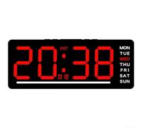 UrbanHui Sveglia a LED con visualizzazione della data e della temperatura, doppia funzione sveglia e 5 livelli di luminosità per scrivania comodino o borsa da viaggio (rosso)