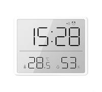 UrbanHui, Sveglia digitale LCD con temperatura, umidità, calendario, retroilluminazione con controllo vocale, funzione snooze e funzionamento facile per informazioni complete (bianco)