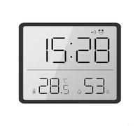 UrbanHui, Sveglia digitale LCD con temperatura, umidità, calendario, retroilluminazione con controllo vocale, funzione snooze e funzionamento facile per informazioni complete (nero)