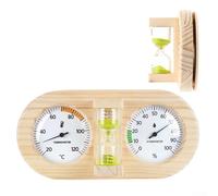 UrbanHui Termometro igrometro in legno con timer integrato di sabbia da 15 minuti per monitorare il clima della sauna e la temperatura interna e dell'umidità domestica (verde)