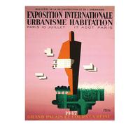 Urbanistica vintage arte da parete Parigi 1947 mostra modernista sta