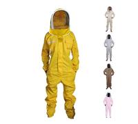 URBANSBEE Tuta Apicoltore professionale Abito Apicoltura Cotone Fantasia Cappuccio eampia tasca per gli apicoltori contro le punture delle api Tuta Naturale (XL, Giallo Con Cappello Fantasia)