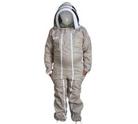 URBANSBEE Tuta Apicoltore Professionale Cotone con Doppia Cerniera, Cappello fantasia e Ampie Tasche - Abbigliamento Protettivo per Apicoltura, Anti-Punture API, Naturale traspirante /Resistente