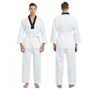 URBANSEE Tuta Kimono Taekwondo per Bambini/Adulti, Leggero per Uomini/Donne,Arti Marziali Uniforme per Studenti, Nera Colletto a V Tuta Karate, Judo, Taekwondo/Arti Marziali-Bianca-Taglie Disponibili