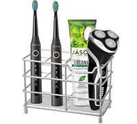 Urbanstrive Portaspazzolino da bagno in acciaio inox 304, porta dentifricio, organizer per accessori da bagno (argento, grande)