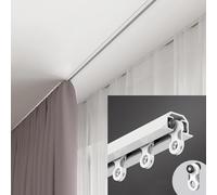 UrbanUp Binario Tenda Soffitto Binario Singolo per Tenda da Incasso a Soffitto, Binario per Tenda Scorrevole Silenzioso per Cucina/Doccia, Staffa per Tenda in Metallo Resistente(White,2.1m(6.8ft))