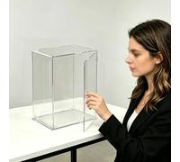 UrbanUp Teca Plexiglass Grande Cubo in Acrilico Trasparente con Sportello a 270°, Vetrina Espositiva Autoportante Alta 10,15,20,25,30,35,40,50,60cm, Scatole Impilabili(50x50xH60cm/20x20x24)