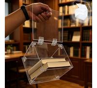 UrbanUp Teca Plexiglass Organizzatore per Libri Resistente con Coperchi, Scatola in Acrilico Trasparente Antipolvere e Antisole, Supporto Decorativo Scrivania Personalizzabile(25x25xH15cm/10x10x6)
