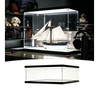 UrbanUp Teca Plexiglass Scatola Portaoggetti con Illuminazione Superiore e Inferiore, Ampio Vano Portaoggetti con Coperchio Antipolvere e Base, Vetrina Acrilico Trasparente(25x25xH25cm/10x10x10)