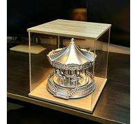 UrbanUp Teca Plexiglass Scatola Quadrata in Acrilico Trasparente con Illuminazione a LED, Ampio Contenitore Cubico per la Vendita Al Dettaglio Prodotti, Coperchio Antipolvere(6x12xH6/15x30x15cm)
