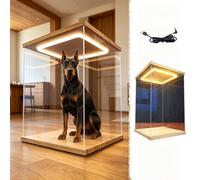 UrbanUp Teca Plexiglass Vetrina Espositiva in Acrilico da Terra con Luce LED, Grosso Cubo Trasparente per Riporre Ornamenti, Vetrina Alta 60,50,40,25,30,25,20,15,10cm(10x10xH25cm/4x4x10)